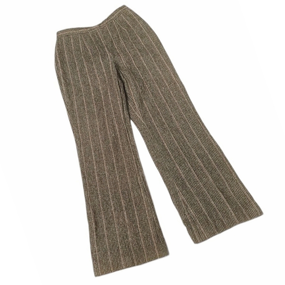 1960s Vintage Pants 60s Trousers Brown Pinstripe Tweed Wool Straight Bootcut Mod - Picture 1 of 7
